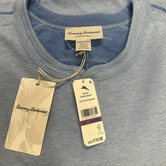 Tommy Bahama 2XB Big Sky Blue Heather Reversible Flipshore Abaco Sweatshirt - Picture 3 of 9